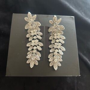 Givenchy Silver Floral Crystal Earrings